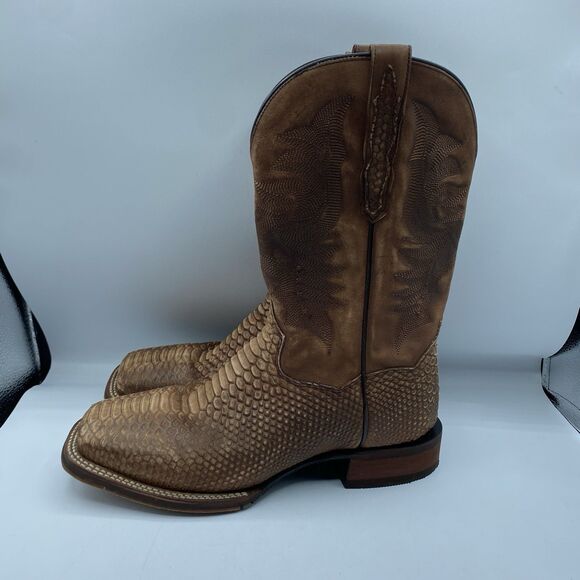 Dan Post Boots Mens 10 D KA Python Print Brown Leather Western Square Toe Cowboy main image 4
